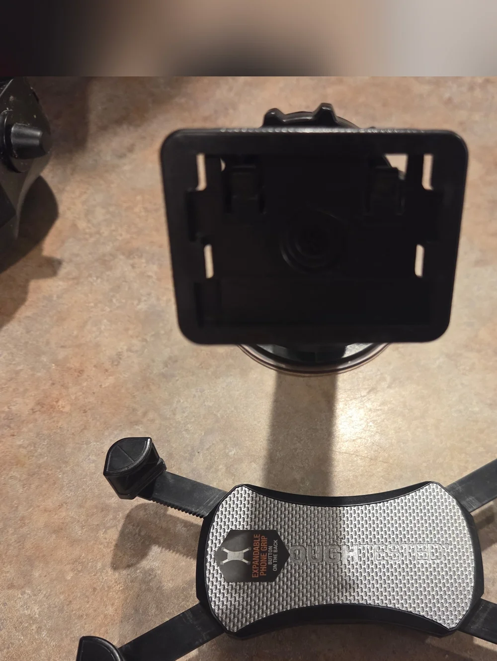 Roughneck Expandable Phone Grip Car/Desk Mount - Silver & Black